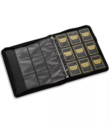 Carpeta con cremallera negra del códice de 9 tarjetas de bolsillo Dragon Shield