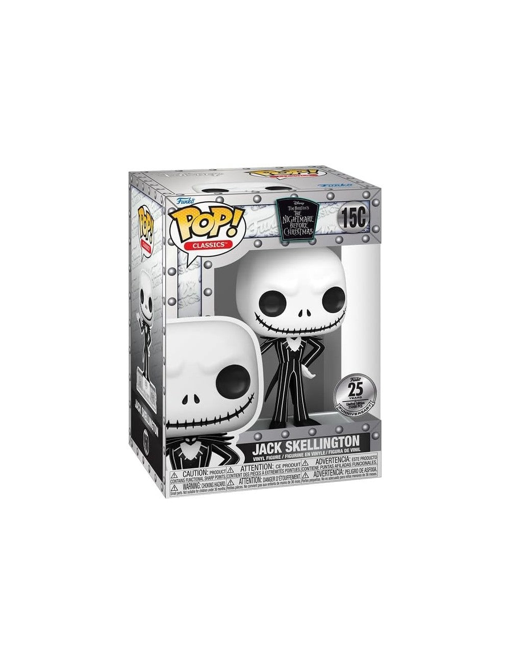Funko Pop! Figura clásica de Jack Skellington del 25.º aniversario (pequeña abolladura en una esquina)