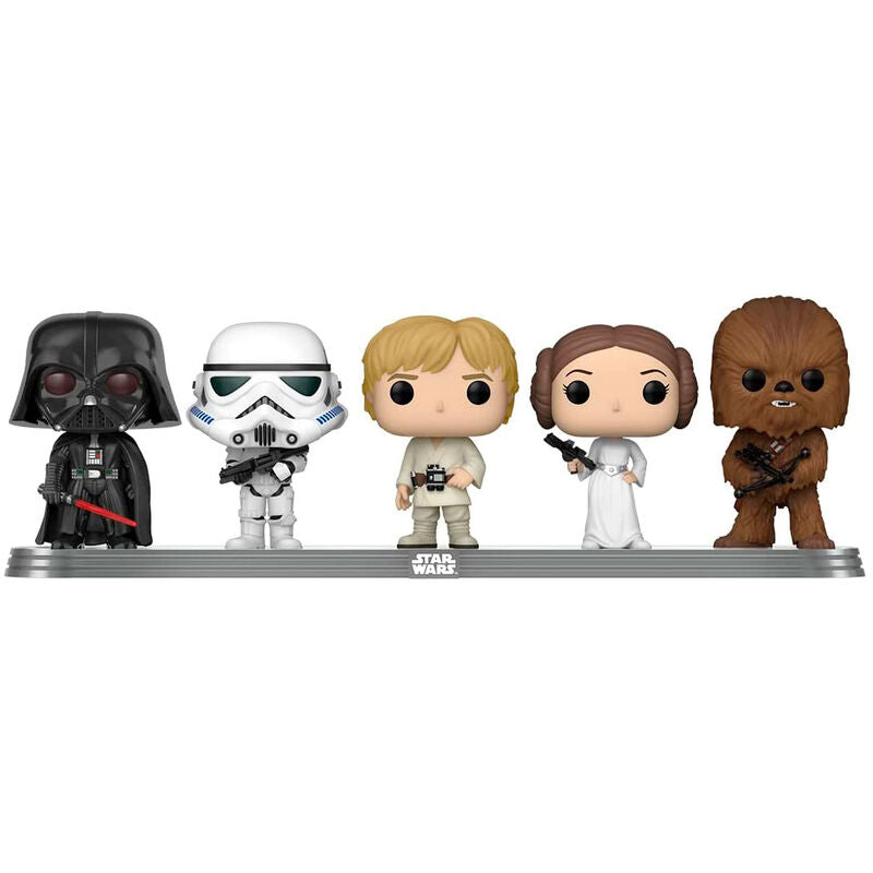 Pack exclusivo de 5 figuras Funko POP! de la película Star Wars: Darth Vader, Stormtrooper, Luke Skywalker, Princesa Leia y Chewbacca