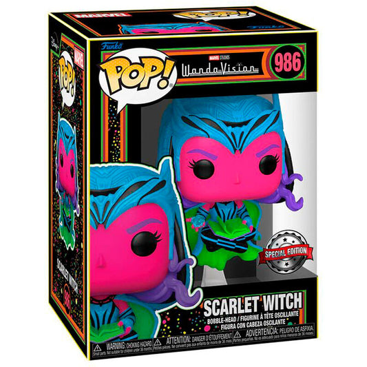 Figura Funko POP! Marvel: Wanda Vision, Bruja Escarlata, Black Light, exclusiva n.° 986