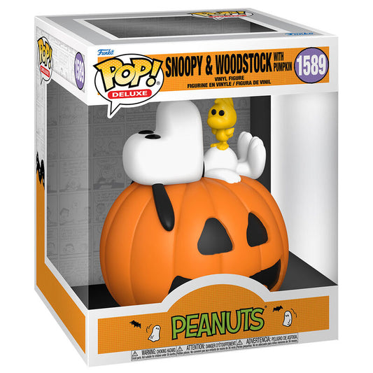 Funko POP! Deluxe de Peanuts, Snoopy y Woodstock con calabaza n.° 1589