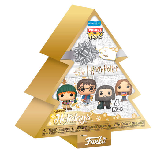 Pack de 4 figuras Funko Pocket POP! de Harry Potter con árbol de Navidad