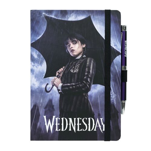 Cuaderno premium A5 + bolígrafo proyector Erik Caderno Wednesday Addams