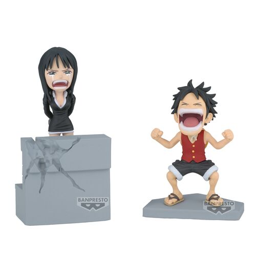 Figura coleccionable mundial de Banpresto One Piece Luffy y Nico Robin de 10 cm