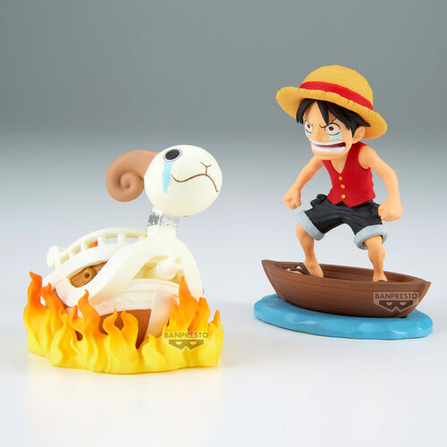 Figura de Banpresto One Piece Luffy & Going Merry Log Stories de 8 cm