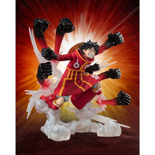 Figura de 15 cm de Tamashii Nations One Piece Monkey D Luffy Gum Gum Hawk Gatling Extra Battle SH Figuarts Zero