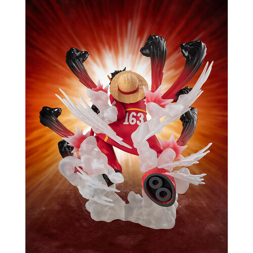 Figura de 15 cm de Tamashii Nations One Piece Monkey D Luffy Gum Gum Hawk Gatling Extra Battle SH Figuarts Zero