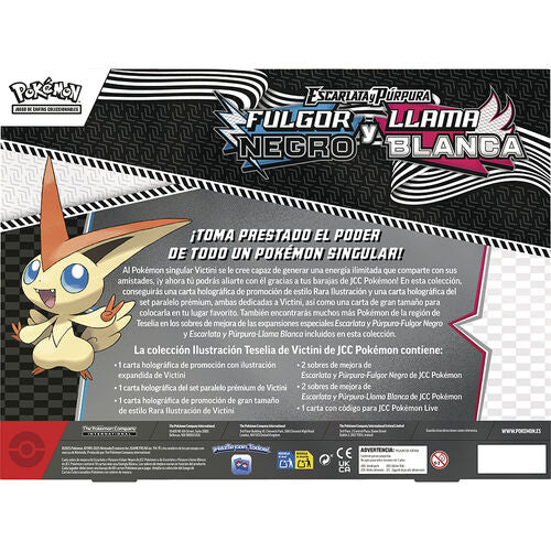 Blíster de cartas coleccionables Pokémon Fulgor Negro y Victini Llama Blanca