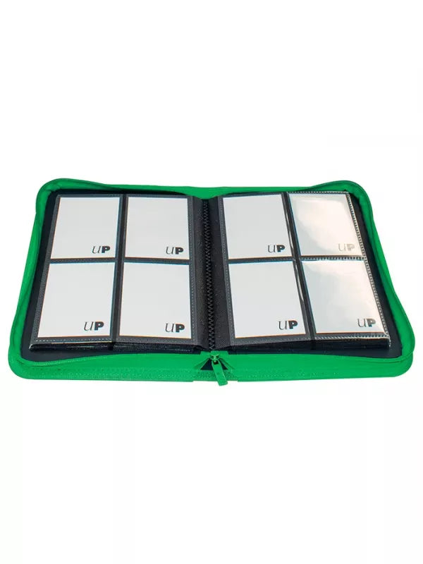 Carpeta Ultra Pro de 4 bolsillos con cremallera verde