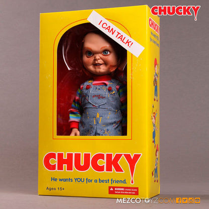 Mezco Toyz Figura Childs Play Chucky doll with sound 38cm