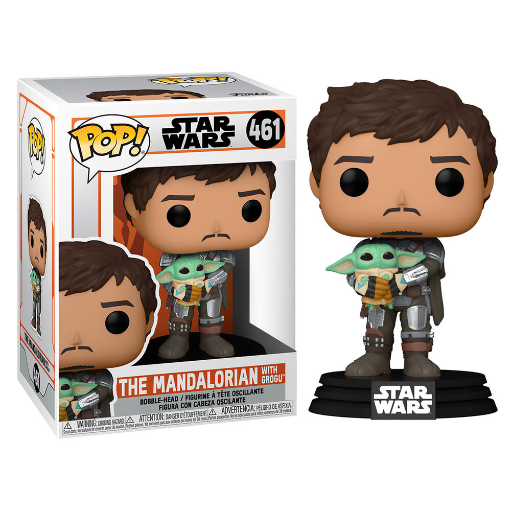 ¡Funko POP! Televisión Star Wars Mandalorian Mando Holding Child #461