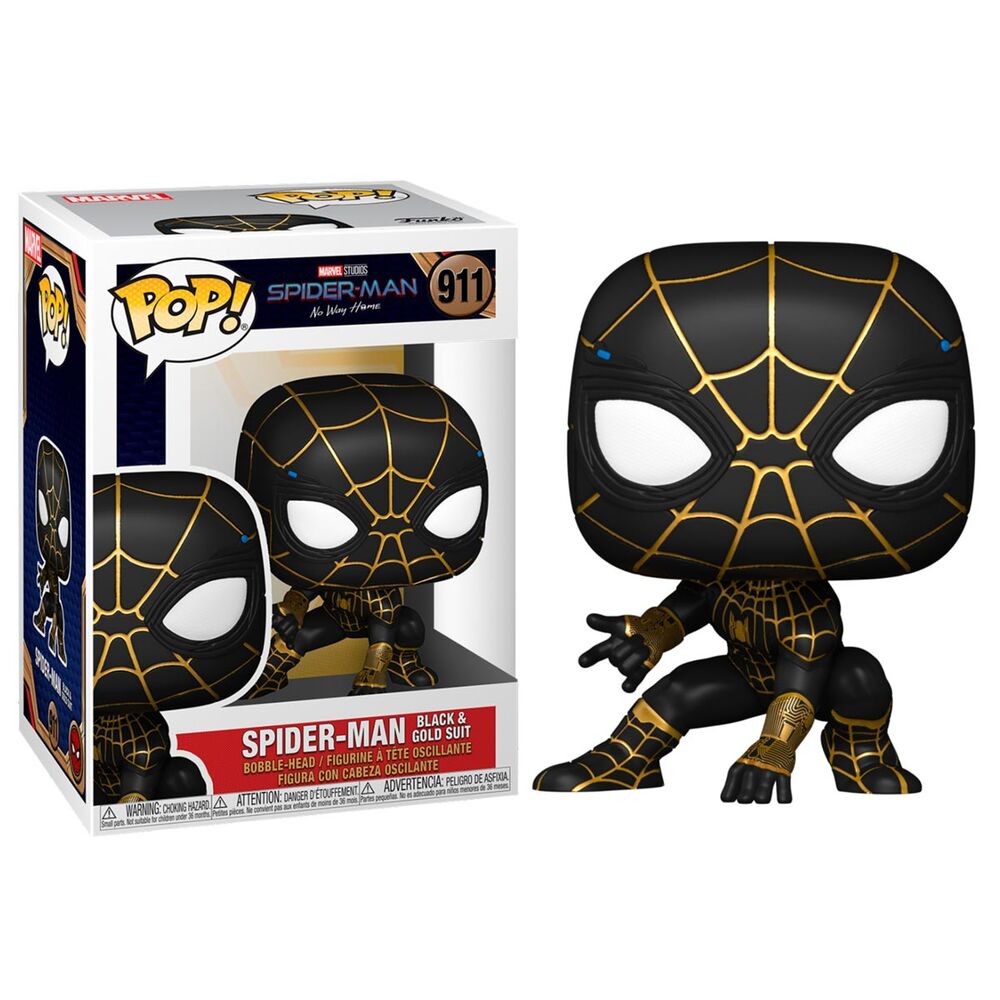 ¡Funko Pop! Marvel Spiderman No Way Home Spiderman Traje negro y dorado #911