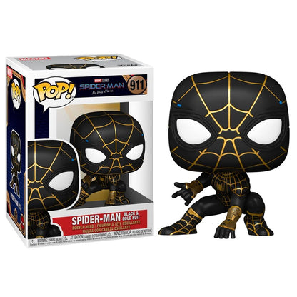 ¡Funko Pop! Marvel Spiderman No Way Home Spiderman Traje negro y dorado #911