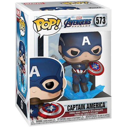 ¡Funko Pop! Marvel Avengers Endgame Capitán América con Escudo Roto y Mjolnir #573