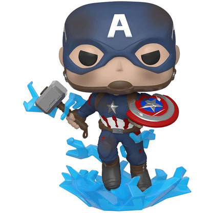 ¡Funko Pop! Marvel Avengers Endgame Capitán América con Escudo Roto y Mjolnir #573