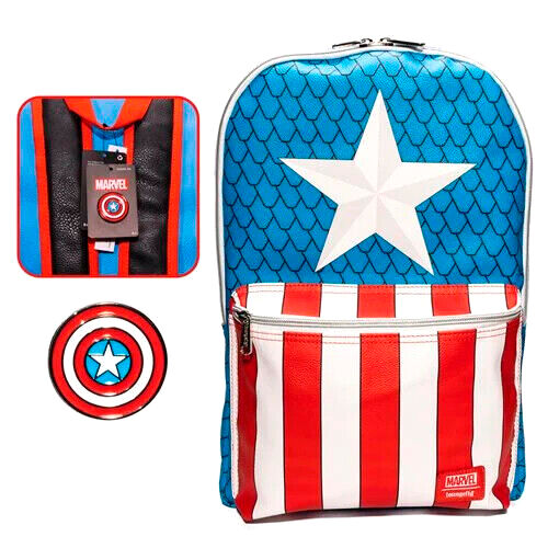 Mochila Loungefly Marvel Captain America backpack with pin 45cm