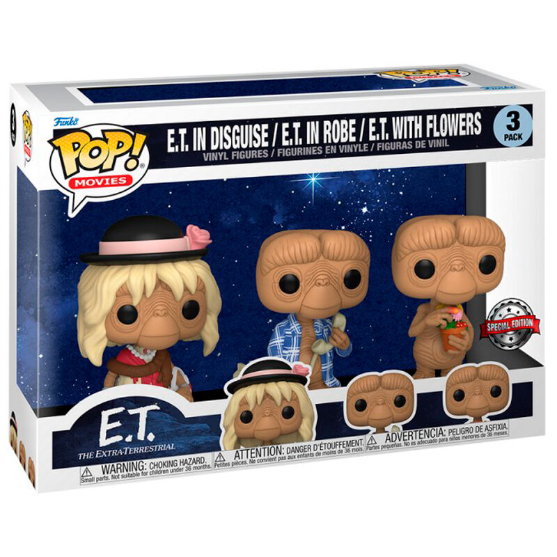 Funko POP! Movies E.T. The Extra-Terrestrial E.T. In Disguise / E.T. In Robe / E.T. With Flowers 3 Pack