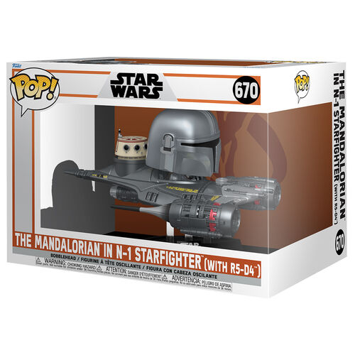 Funko POP! Television Rider Deluxe Star Wars Mandalorian 9 the Mandalorian in N-1 Starfighter #670