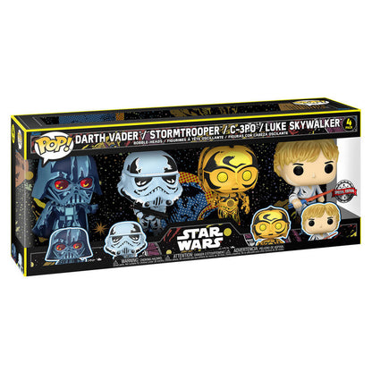 Funko POP! Movie Star Wars Retro Series Darth Vader / Stormtrooper / C-3PO / Luke Skywalker Exclusice 4 Pack