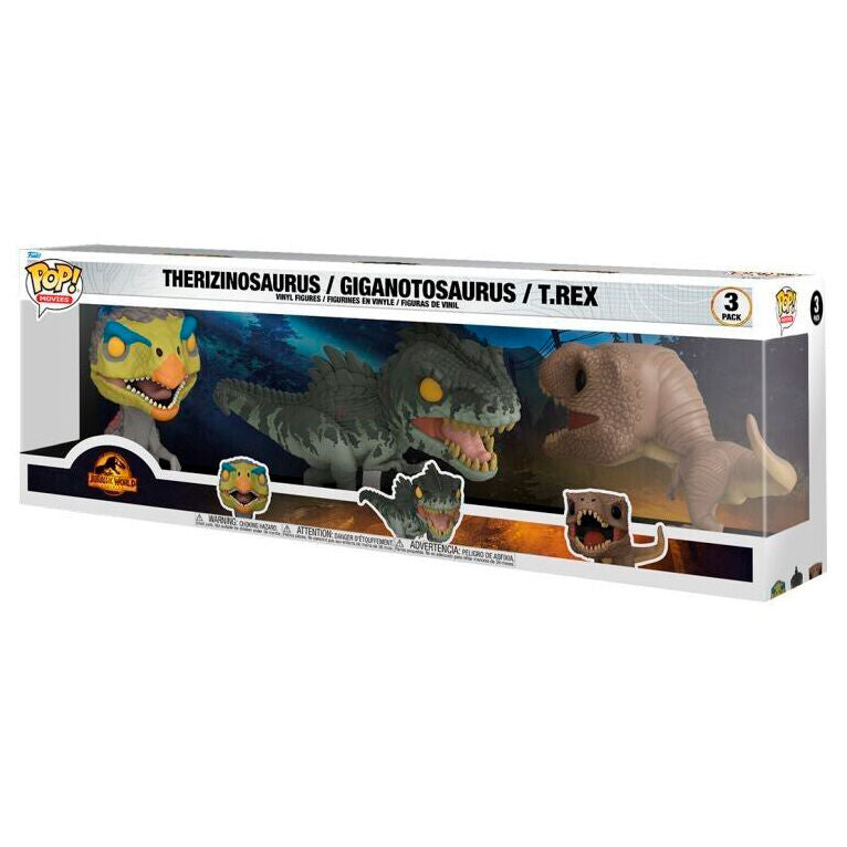 Funko POP! Movies Jurassic World Therizinosaurus / Giganotosauros / T-Rex 3 Pack