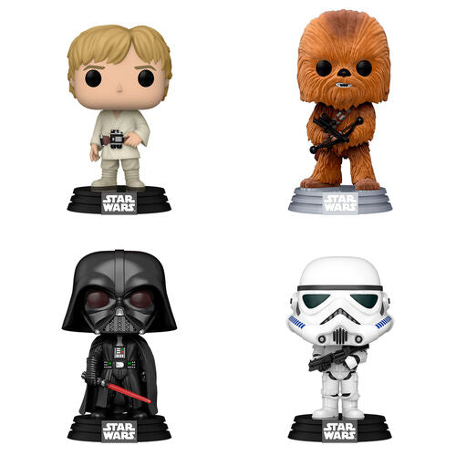 Funko POP! Movies Star Wars - Luke Skywalker / Chewbacca / Darth Vader / Stormtrooper (Flocked) 4Pack