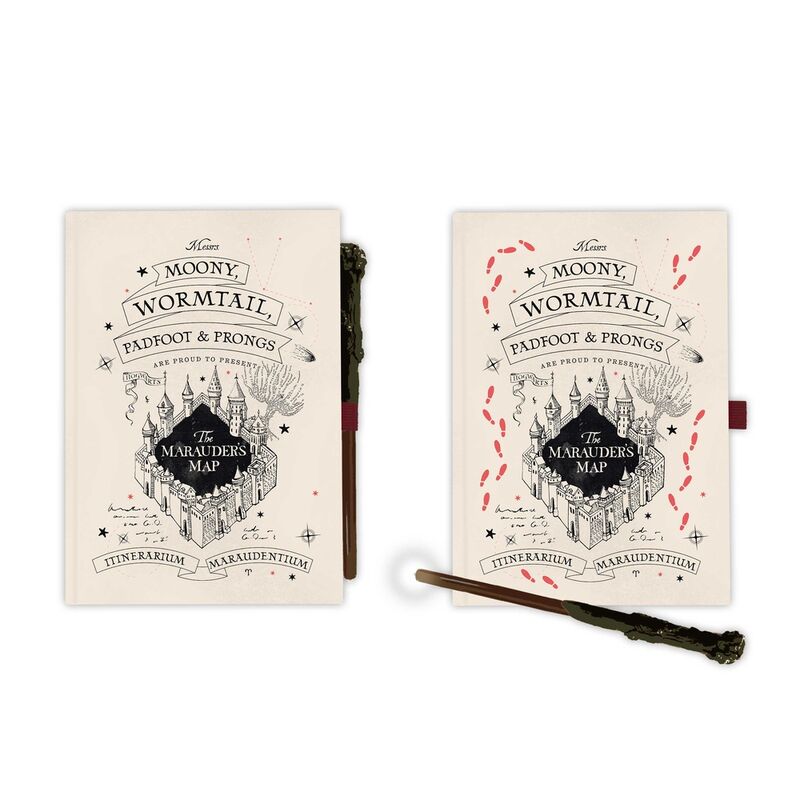 Erik Caderno A5 premium + Caneta varinha Mapa del Merodeador Harry Potter