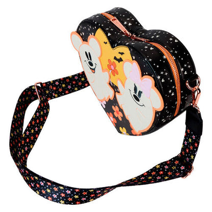 Mala de ombro Loungefly Disney Mickey & Minnie Floral Ghost shoulder bag