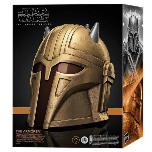 Figura de casco electrónico premium de The Armorer de Hasbro Star Wars The Mandalorian