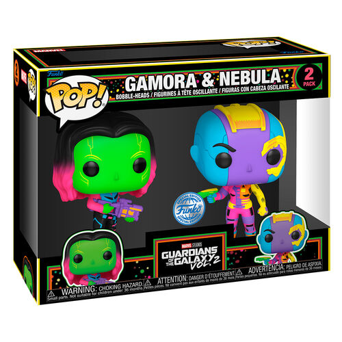 Funko Pop! Marvel Guardians Of The Galaxy Vol. 2 Marvel Guardians of the Galaxy Gamora & Nebula Exclusive 2 Pack Black Light Special Edition