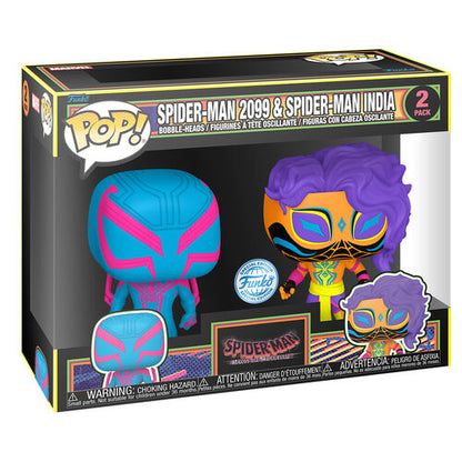 Funko Pop! Marvel Spiderman - Spider-Man 2099 & Spider-Man India 2 pack Black Light Exclusive