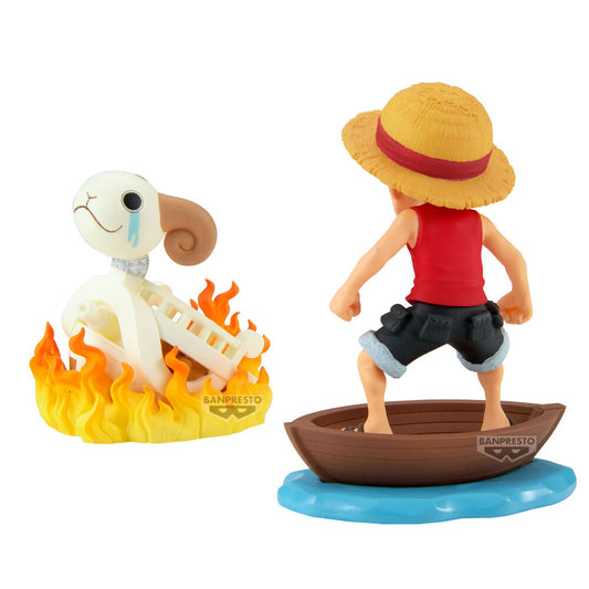 Figura de Banpresto One Piece Luffy &amp; Going Merry Log Stories de 8 cm