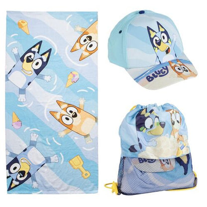 Conjunto de toalla Cerdá + Bolsa de playa + Gorra Bluey