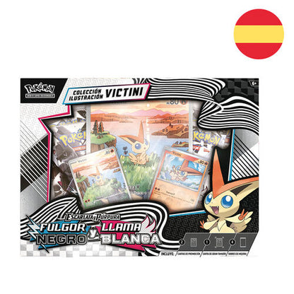 Blíster de cartas coleccionables Pokémon Fulgor Negro y Victini Llama Blanca
