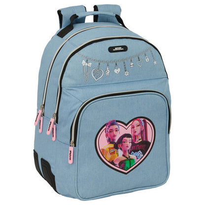 Safta Mochila Huntrix Kpop Demon Hunters 42cm adaptável