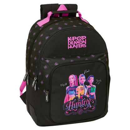 Safta Mochila Negra Kpop Demon Hunters duplo